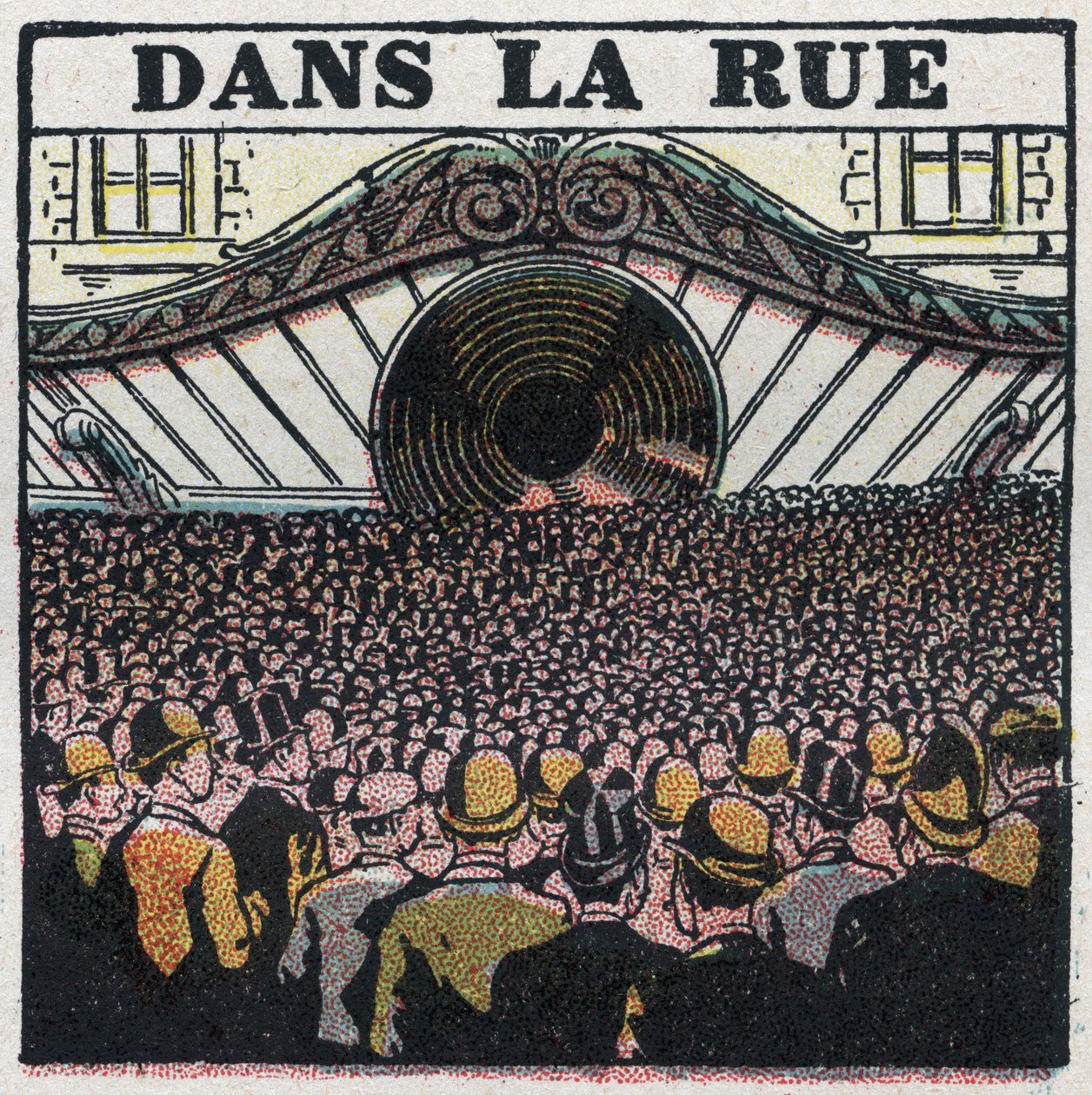 Trådlös telefoni: i stan. Anonym illustration av 1925. Privat samling. av Anonymous Anonymous
