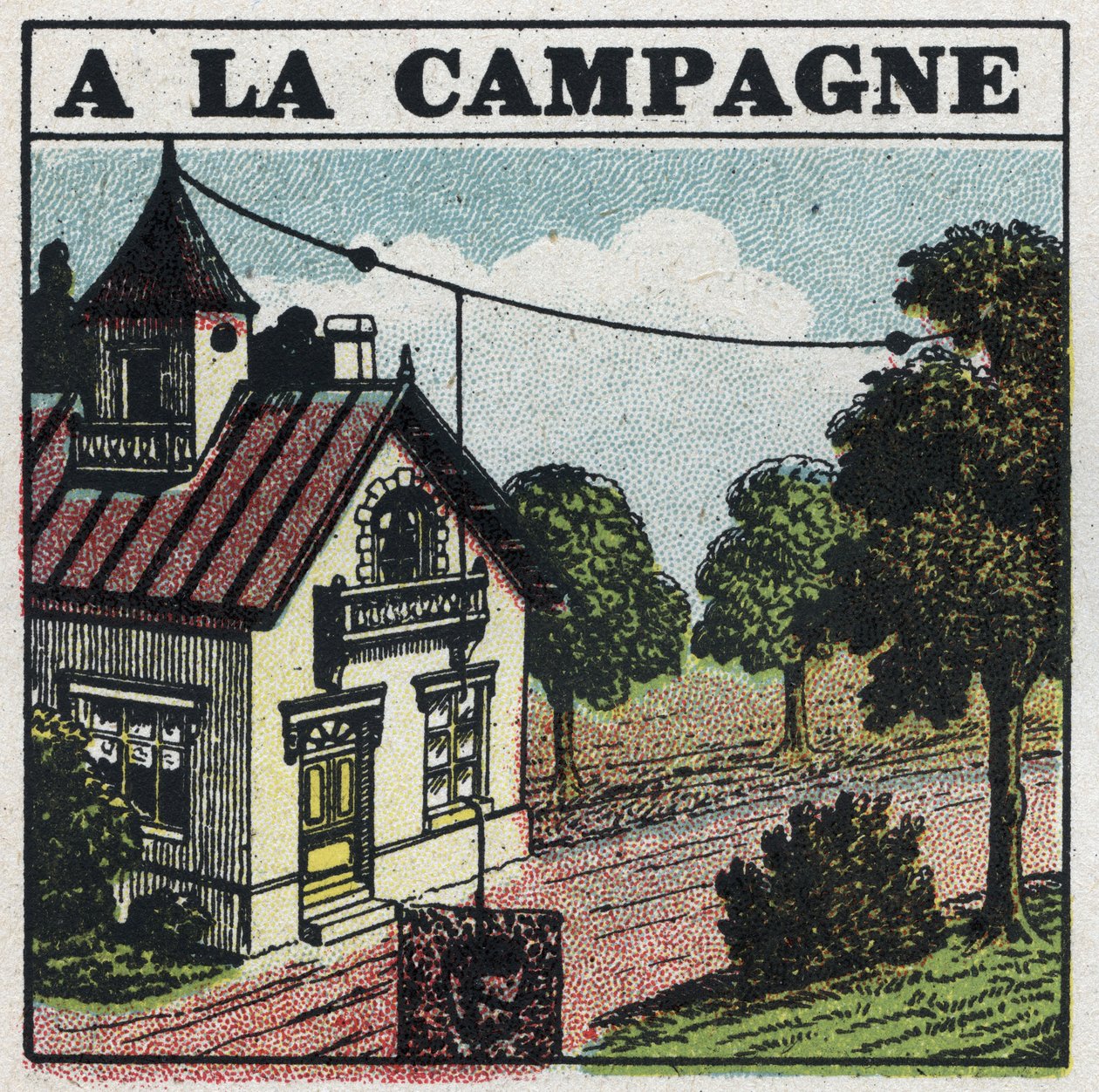 Trådlös telefoni: på landet. Anonym illustration av 1925. Privat samling. av Anonymous Anonymous