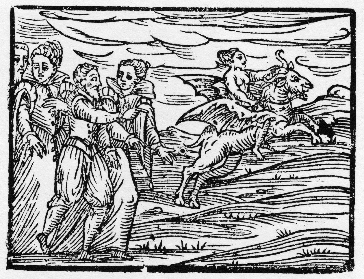Häxa rider på en get - "" Compendium Maleficarum"", handlar om häxor, deras ondska och deras sortileges av Francesco Maria Guazzo eller Guaccio eller Guaccius (15?? -16??) 1608 privatsamling av Anonymous Anonymous