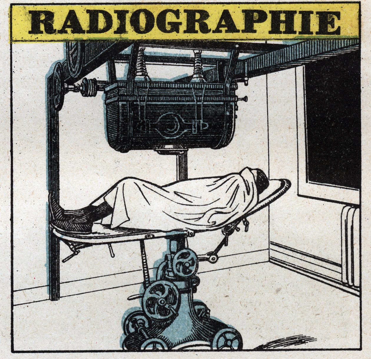 Röntgen: Röntgenapparat. Anonym illustration från 1925. Privat samling. av Anonymous Anonymous