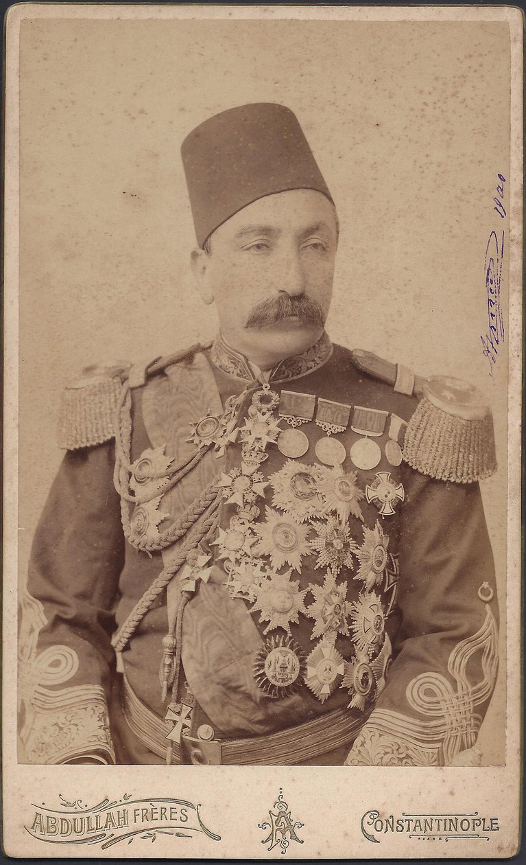 porträtt av sultan Abdulhamid II (Abd ul Hamid, Abd-ul-Hamid, Abdulhemit, Abdul Hamid, Abdul-Hamid, Abd al Hamid, Abd al-Hamid) (1842-1918) - Sultan Abduelhamid II (1842-1918), kejsare av ottomanerna, de troendes kalif, anonym. Fotografi av Anonymous Anonymous
