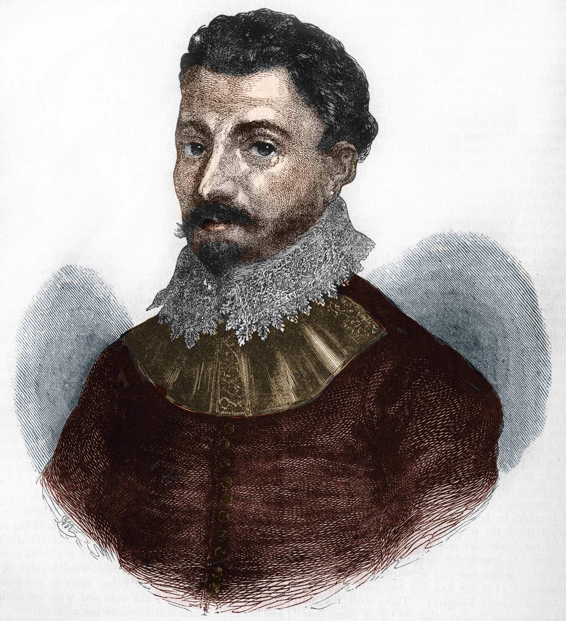 porträtt av Sir Francis Drake. Engelsk navigatör och kapare (f i Tavistock, Devonshire, ca 1540 utanför Portobelo, Paname av Anonymous Anonymous