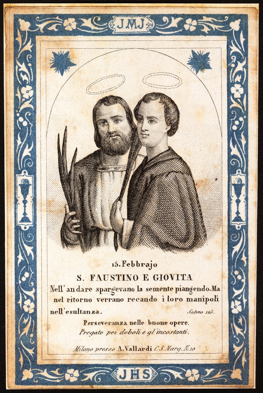 martyrerna Saint Faustin och Saint Jovite Pious bild. Vykort. Början av 1900-talet. Privat samling av Anonymous Anonymous