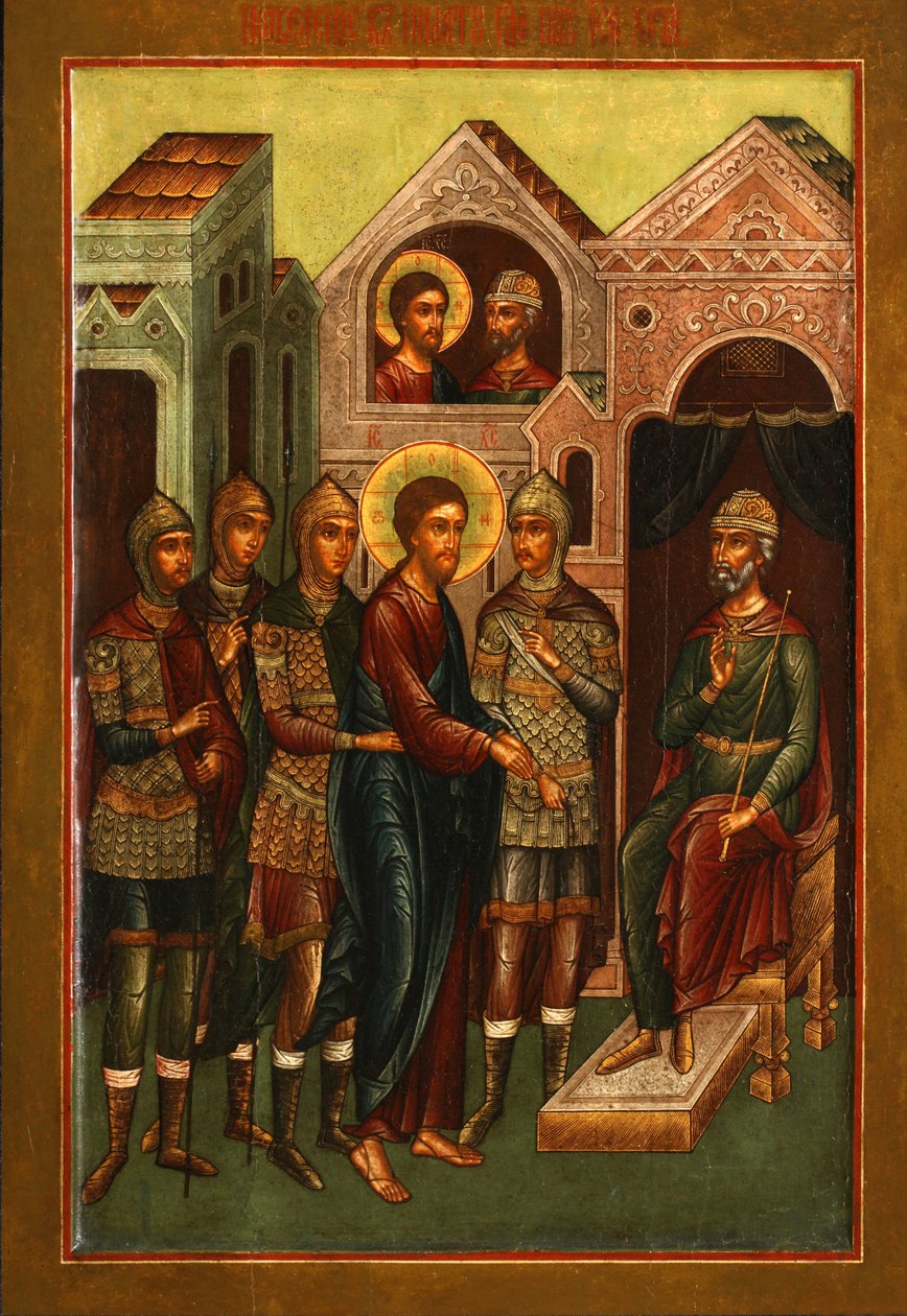 Kristus före Pilatus, tidigt 1900-tal. av Anonymous Russian icon painter