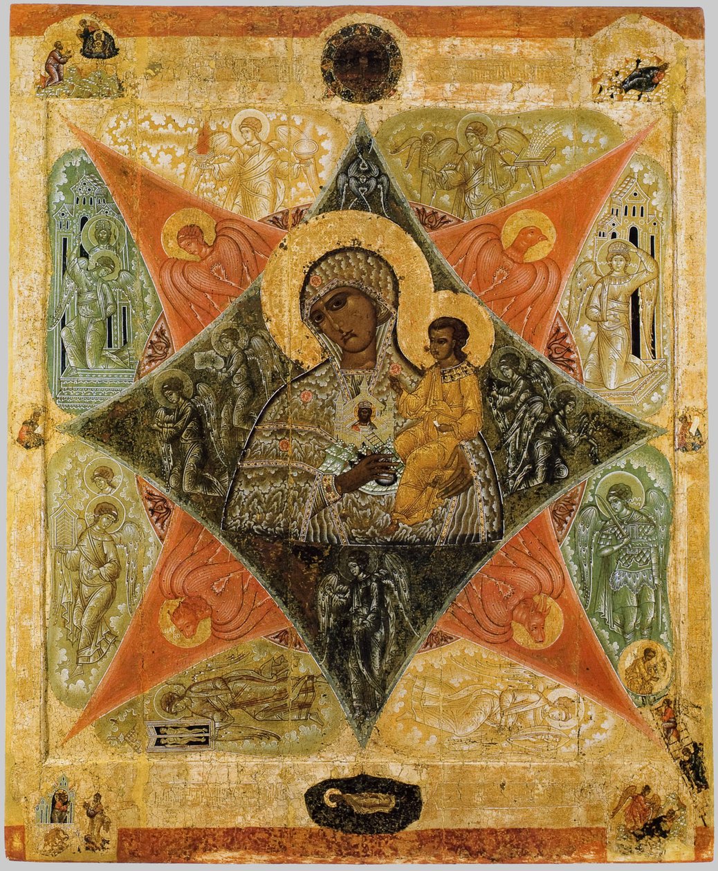 Mother of God of the Burning Bush, 1500-talet av Anonymous Russian icon painter