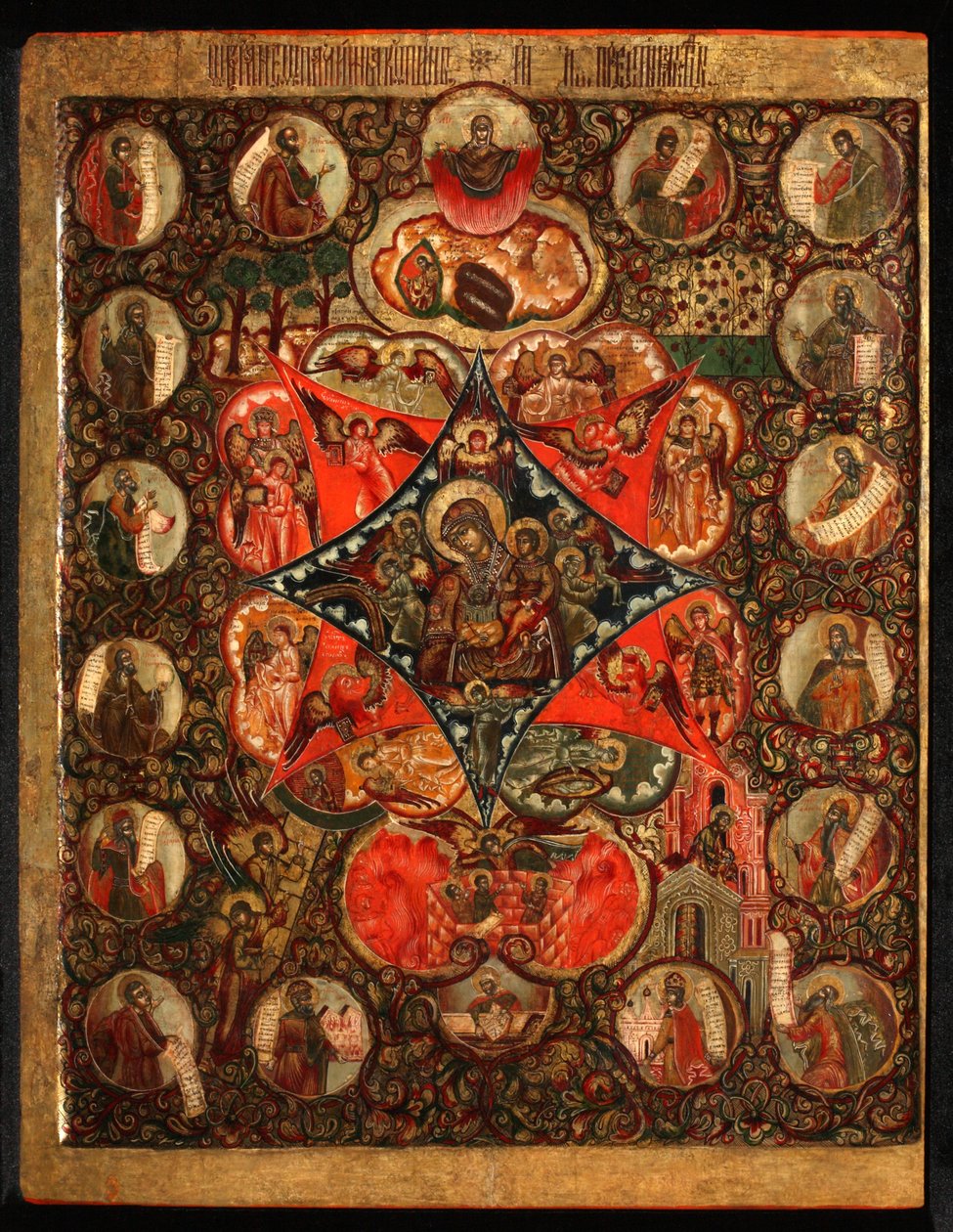 Mother of God of the Burning Bush, 1600-talet av Anonymous Russian icon painter