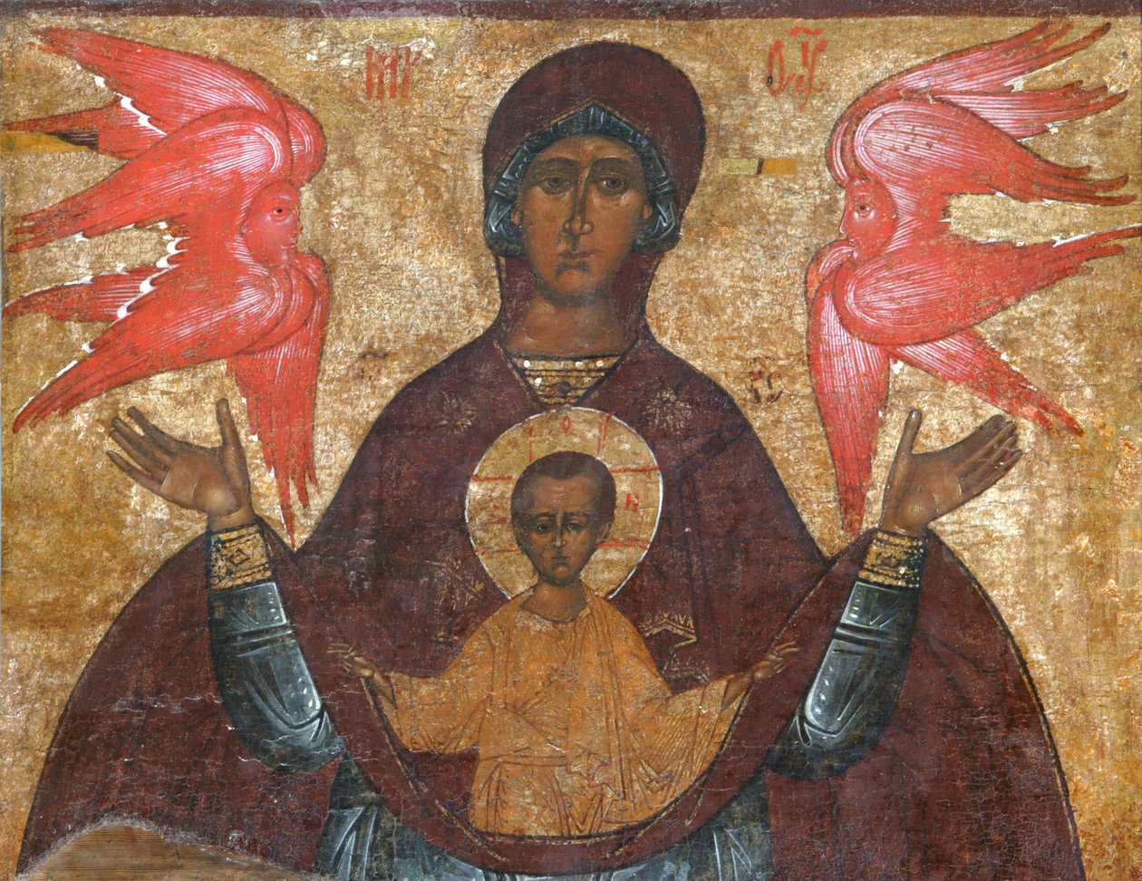 Vår Fru av tecknet, 1500-talet av Anonymous Russian icon painter