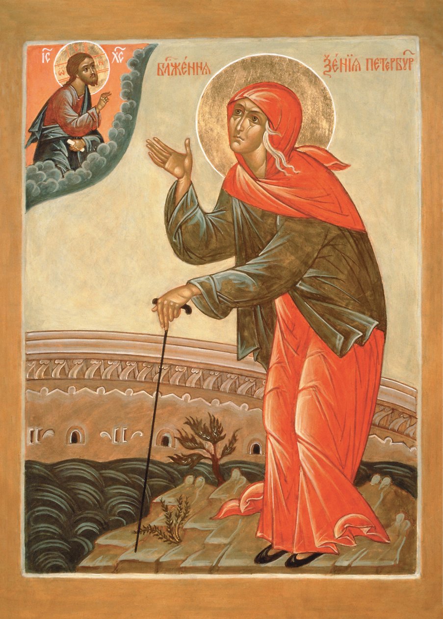 Sankta välsignade Xenia av St. Petersburg av Anonymous Russian icon painter
