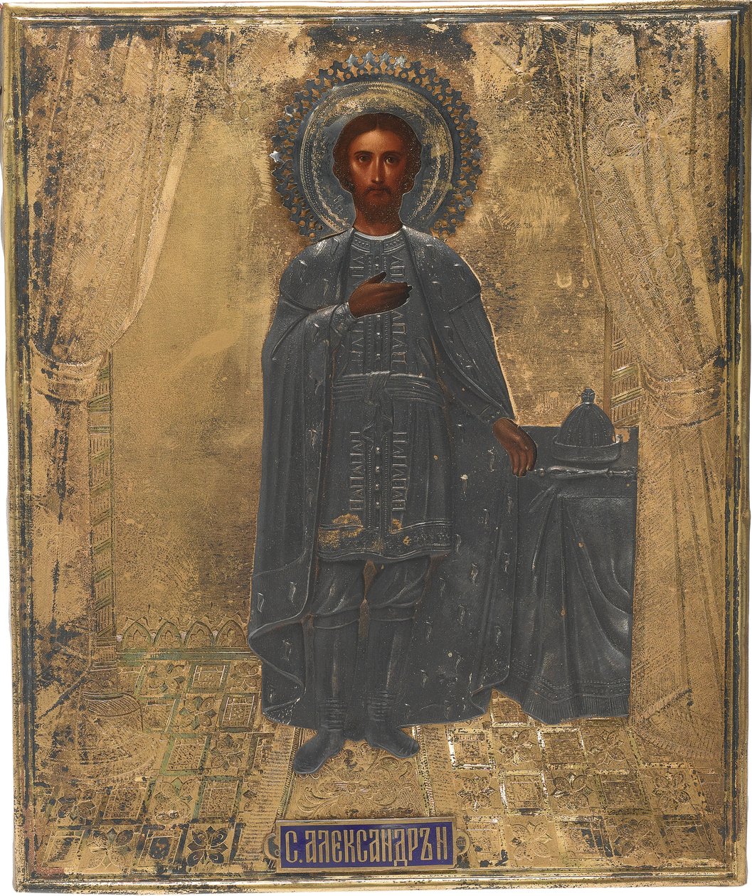 Den helige storprins Alexander Nevskij, 1800-talet av Anonymous Russian icon painter
