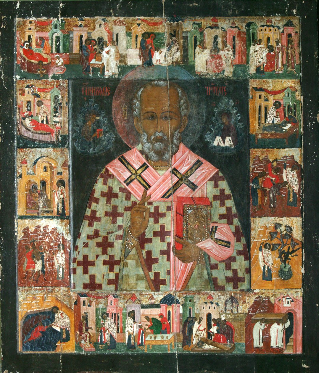 Sankt Nikolaus med scener ur hans liv, 1500-talet av Anonymous Russian icon painter