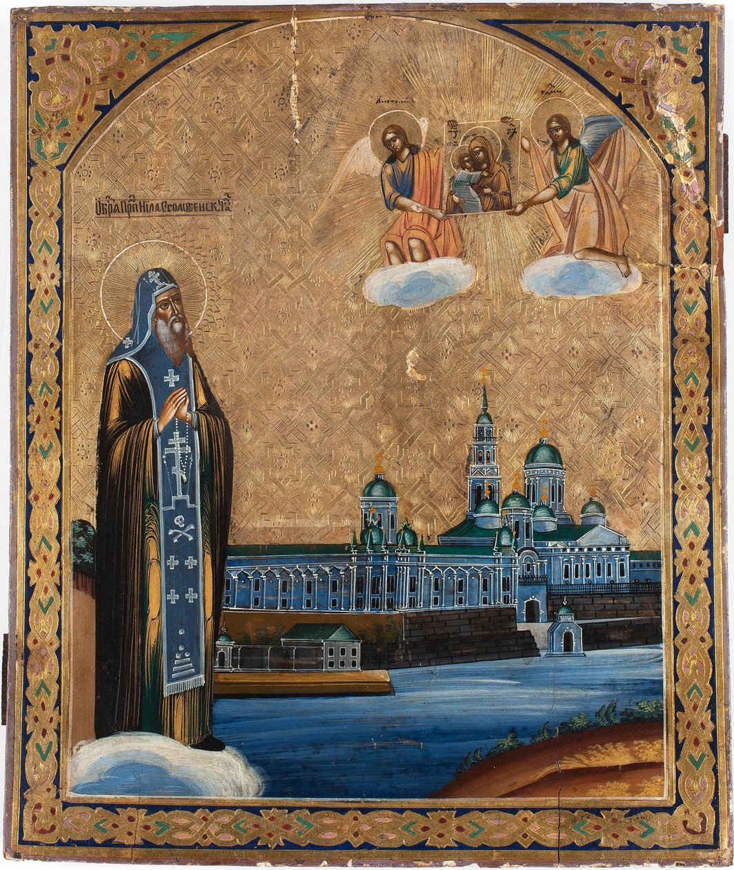 Saint Nilus of Lake Seliger, 1800-talet av Anonymous Russian icon painter