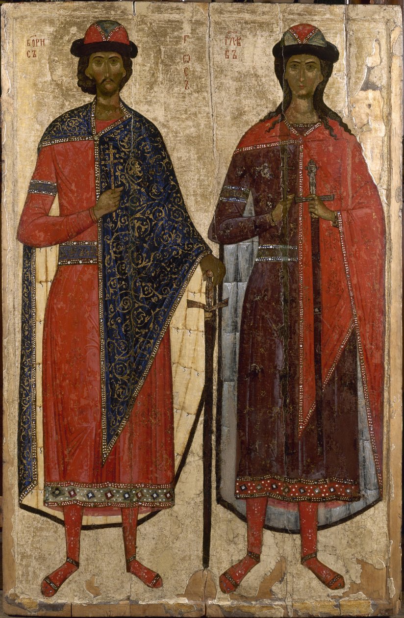 De heliga Boris och Gleb, mitten av 1300-talet. av Anonymous Russian icon painter