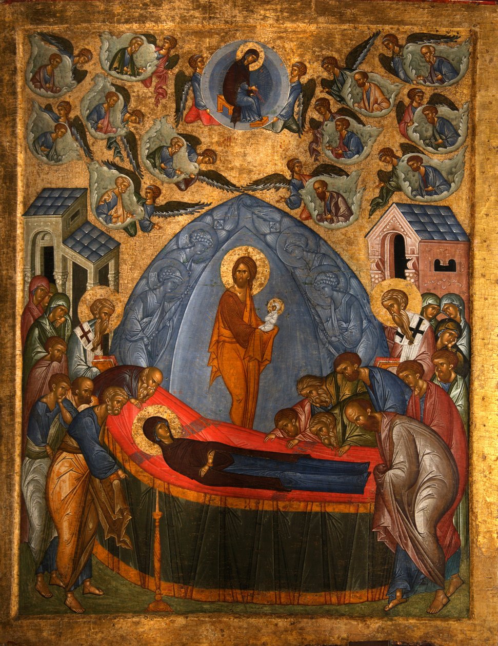 The Dormition of the Virgin, 1400-talet av Anonymous Russian icon painter