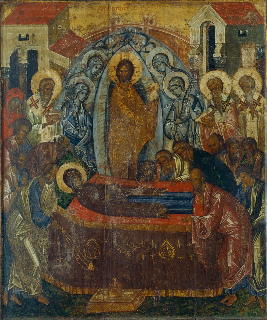 The Dormition of the Virgin, tidigt 1400-tal. av Anonymous Russian icon painter