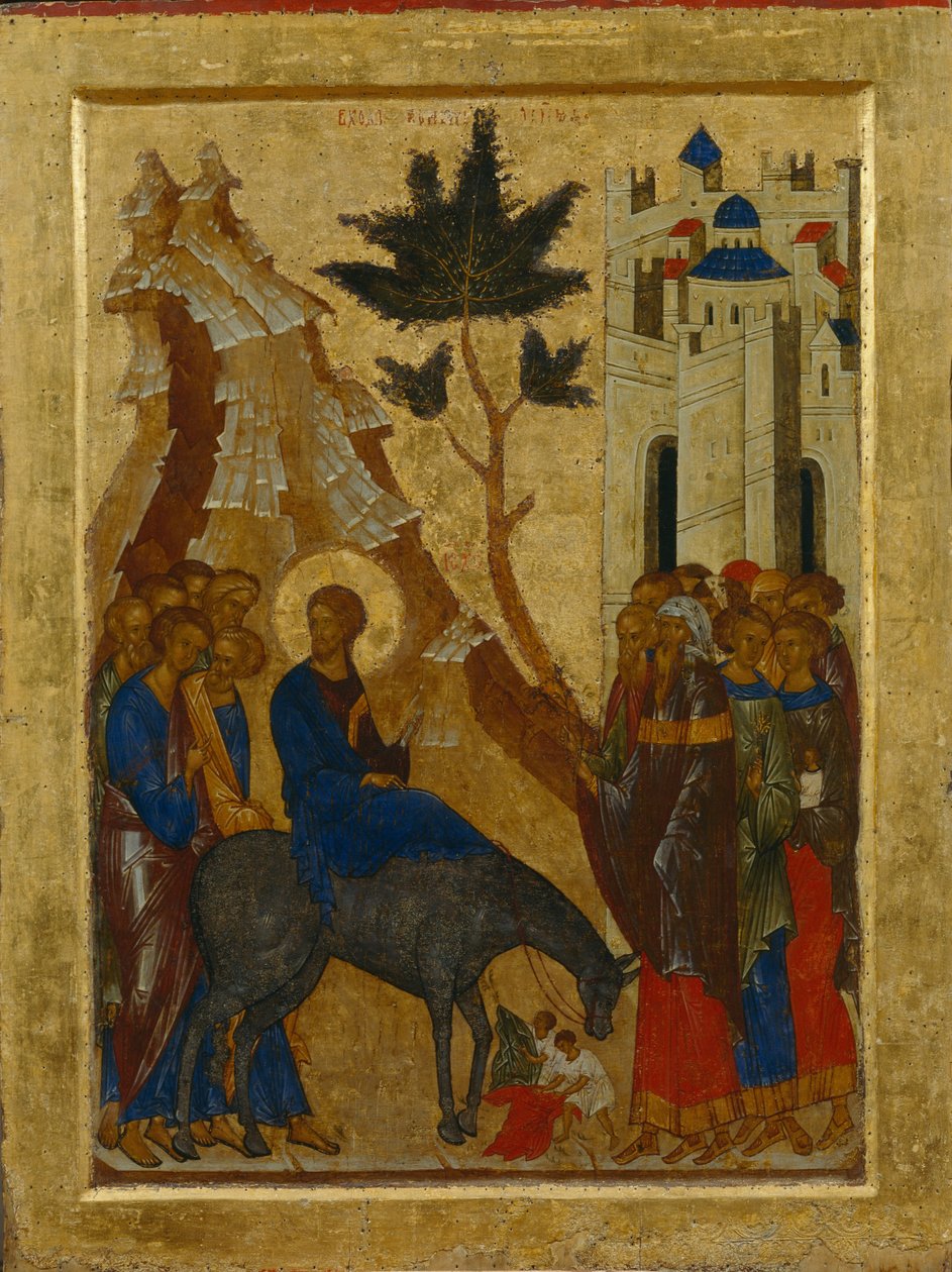 Kristi inträde i Jerusalem, 1497 av Anonymous Russian icon painter