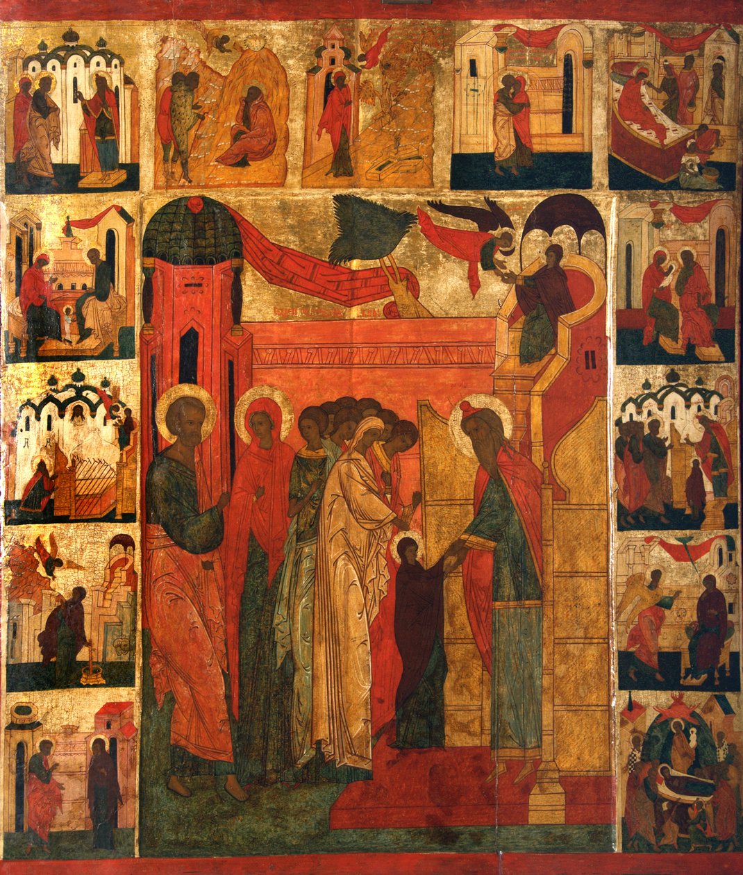 Den allra heligaste Theotokos inträde i templet, 1500-talet av Anonymous Russian icon painter