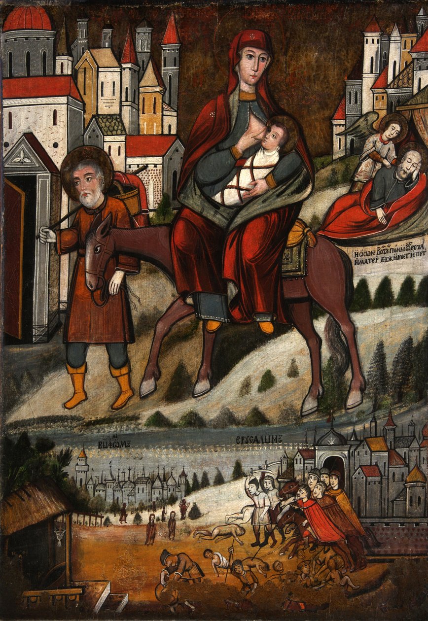 Flygningen till Egypten, tidigt 1600-tal. av Anonymous Russian icon painter