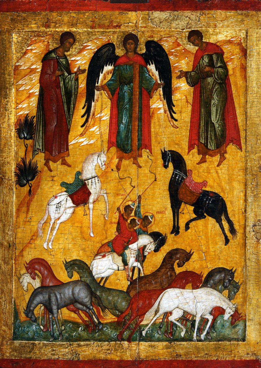 Miraklet av Florus och Laurus, tidigt 1500-tal. av Anonymous Russian icon painter