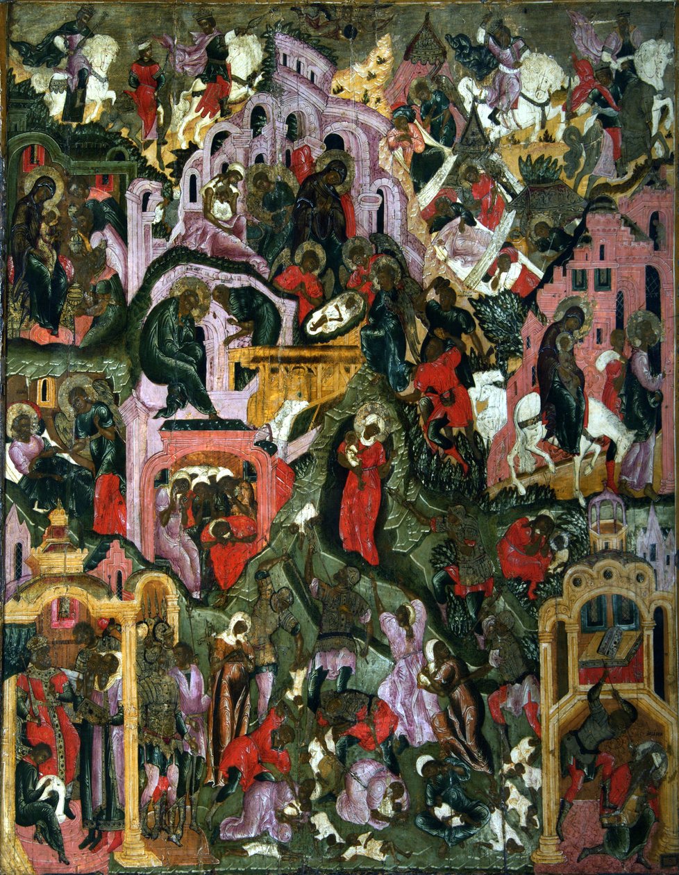 Kristi födelse Den heliga natten, andra hälften av 1600-talet. av Anonymous Russian icon painter