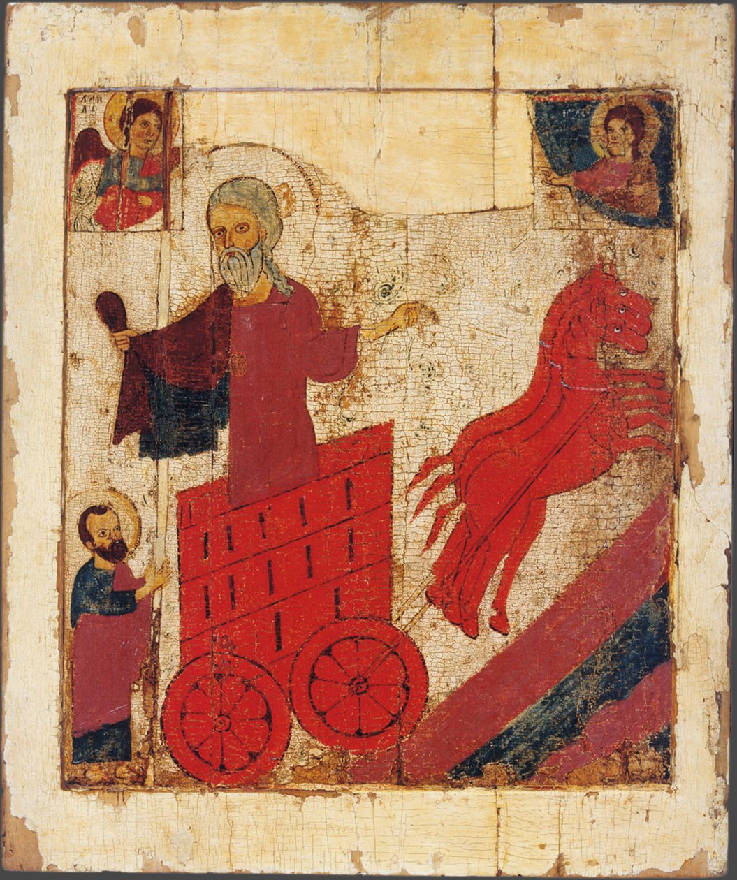 Profeten Elia och den brinnande vagnen, 1200-talet av Anonymous Russian icon painter