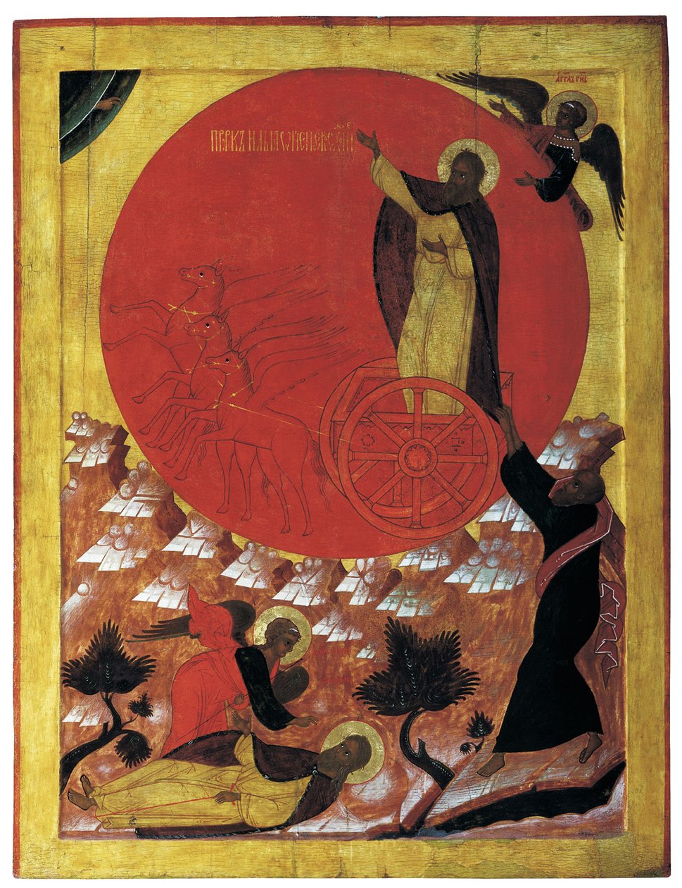 Profeten Elia och den brinnande vagnen, 1570-talet av Anonymous Russian icon painter