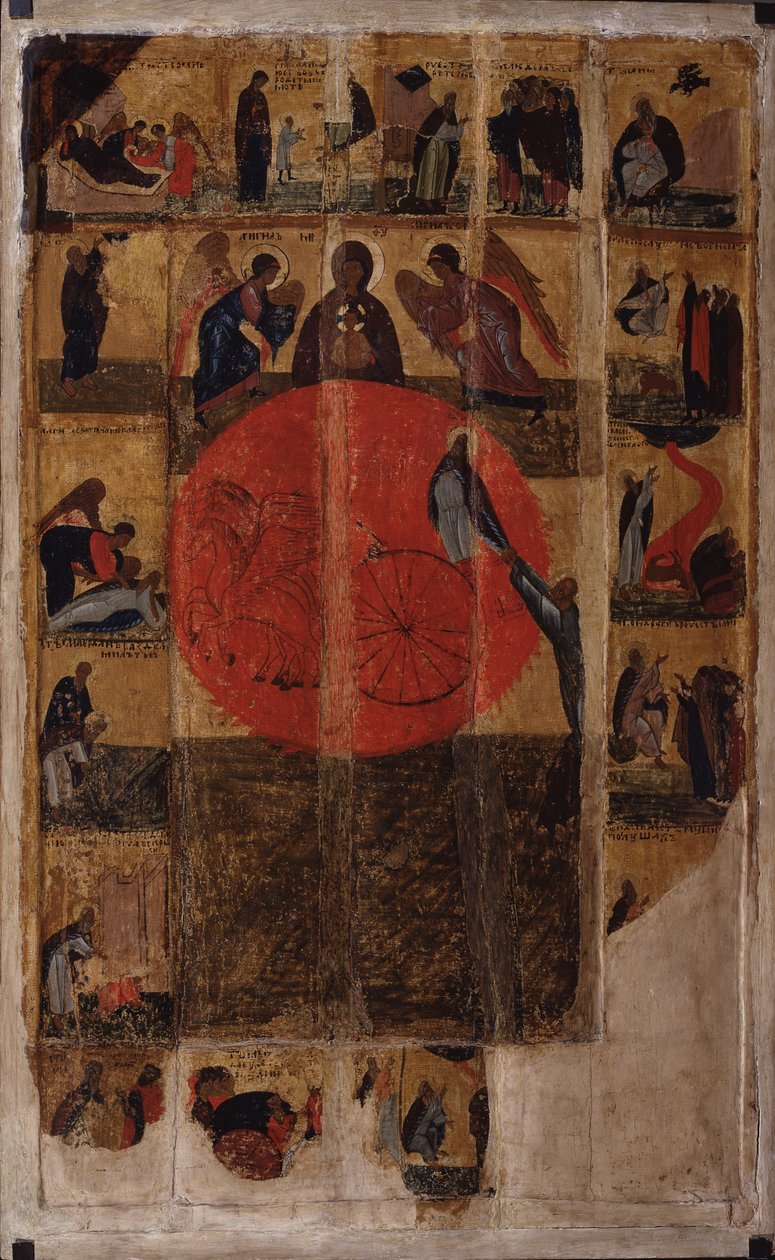 Profeten Elia med scener ur hans liv, slutet av 1300-talet. av Anonymous Russian icon painter