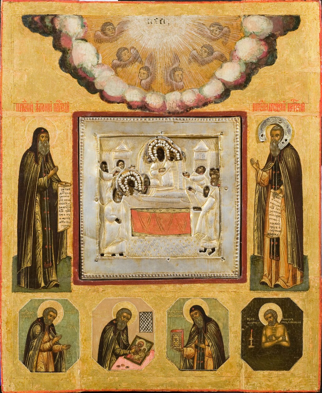 Vördade Anthony och Theodosius av grottorna, 1600-talet av Anonymous Russian icon painter