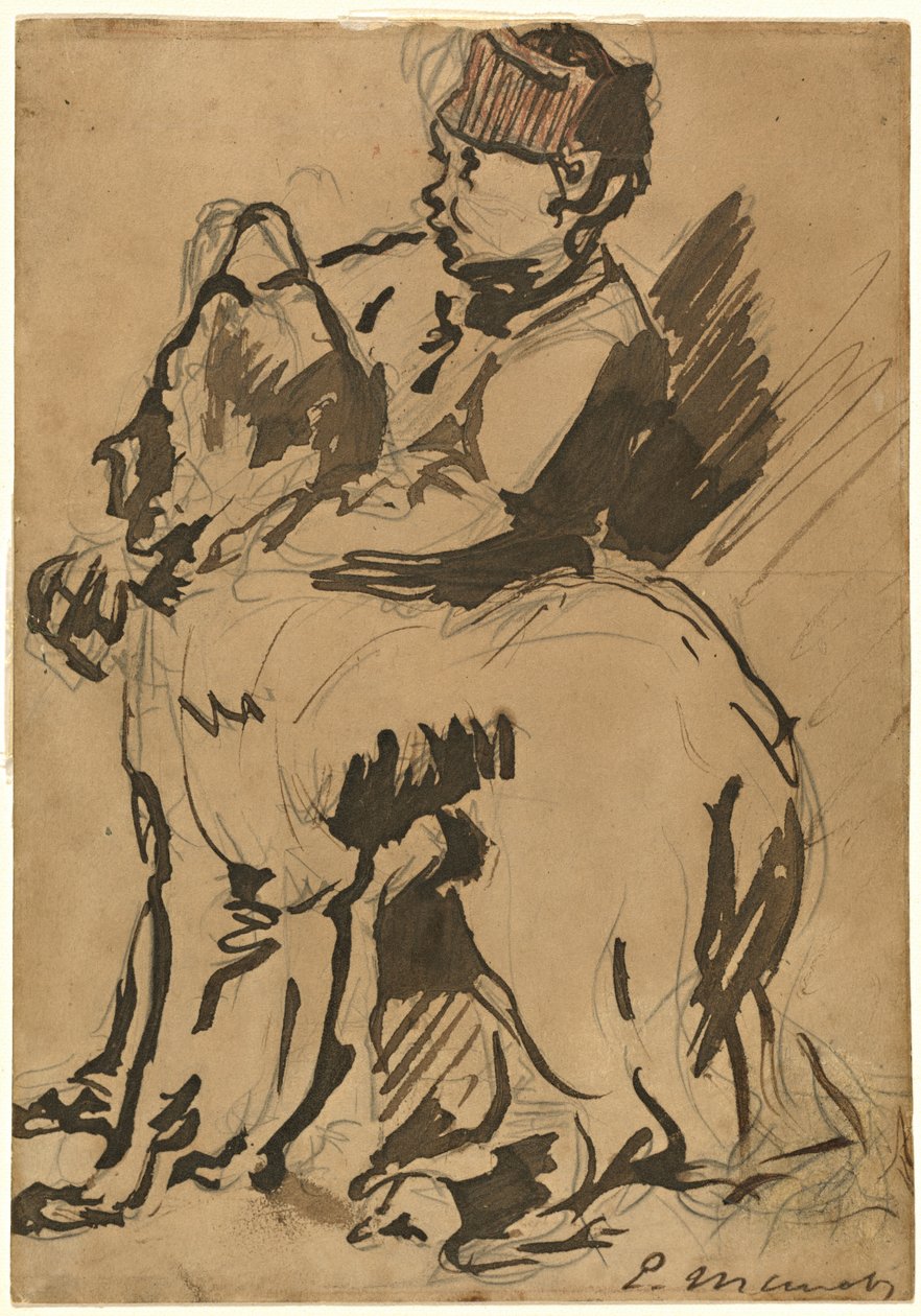 En Pojke Som Håller Sin Hund av Anonymous artist after Edouard Manet
