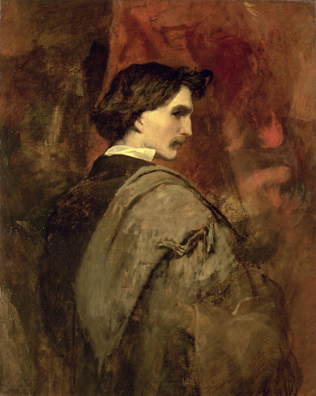Självporträtt, ca 1860 av Anselm Feuerbach