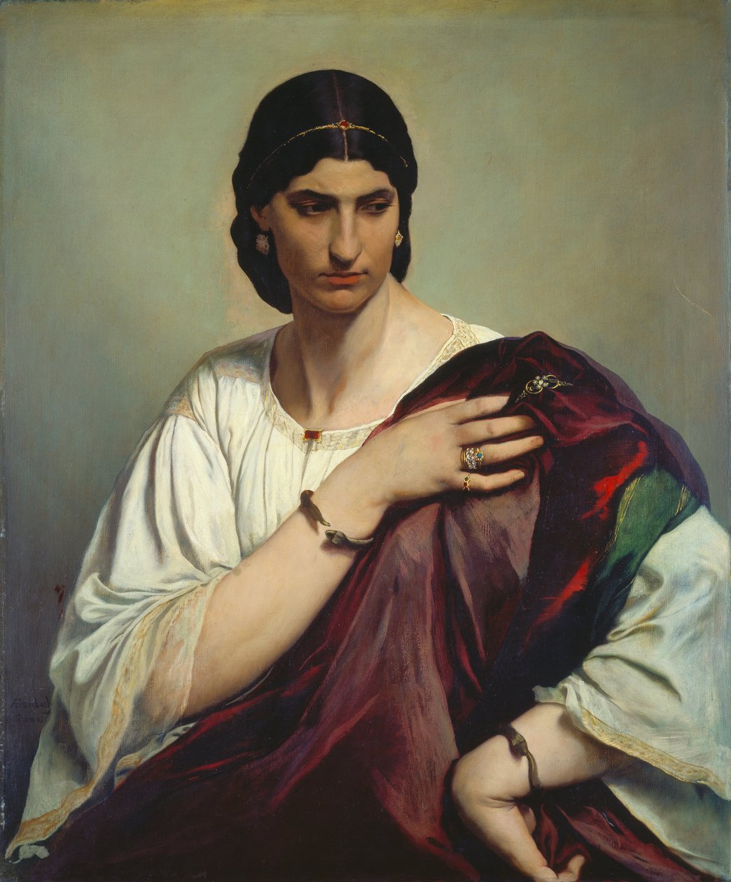 Halvlångt porträtt av en romersk kvinna av Anselm Feuerbach