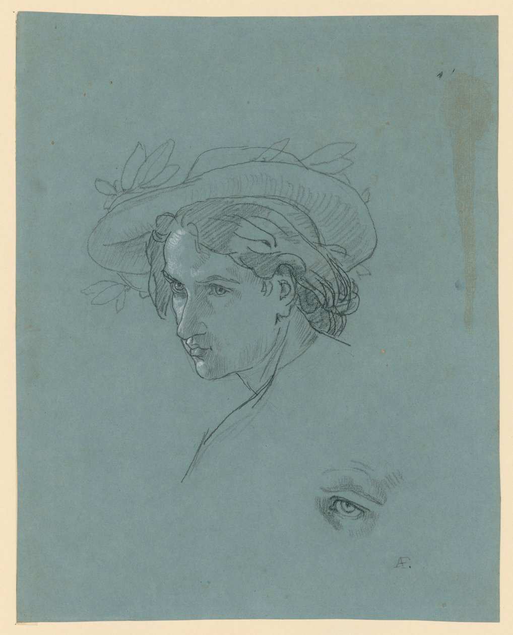 En ung mans huvud med hatt av Anselm Feuerbach
