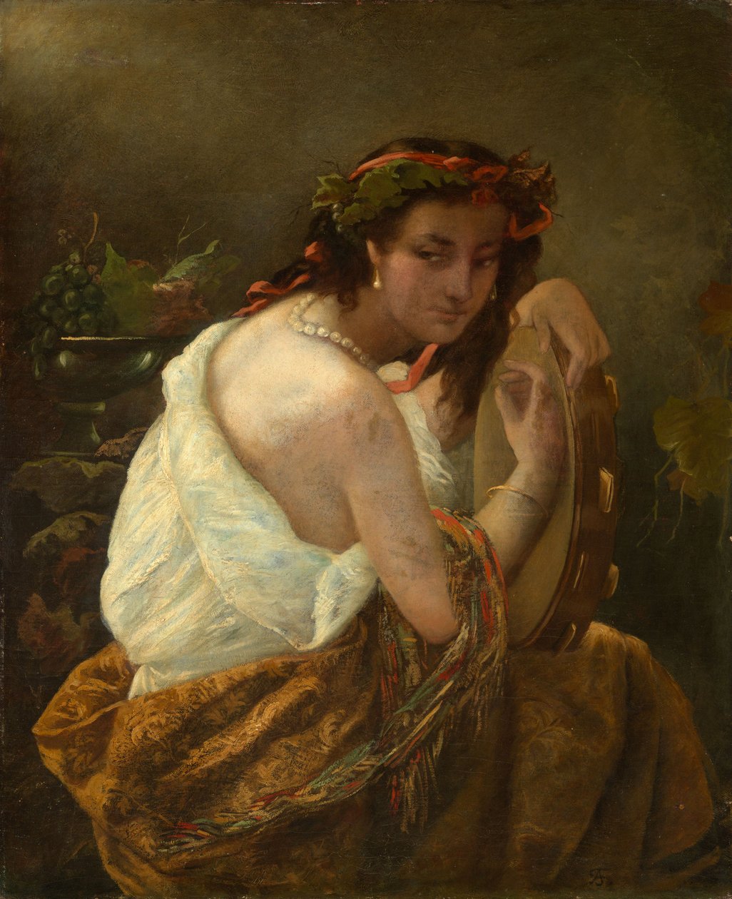 Zigenarkvinna med tamburin av Anselm Feuerbach