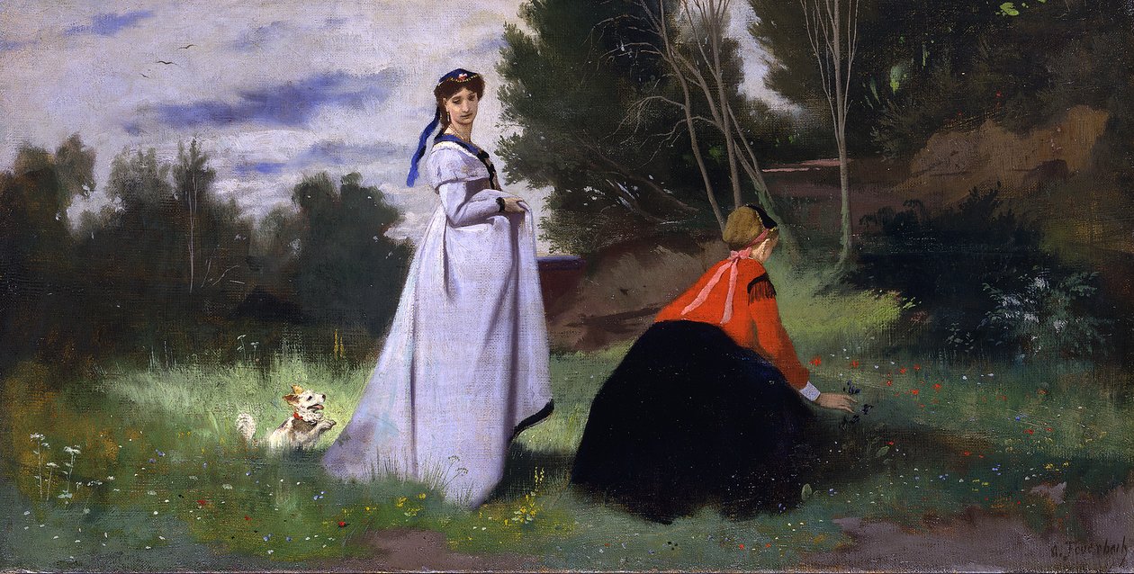 Två kvinnor i det gröna av Anselm Feuerbach