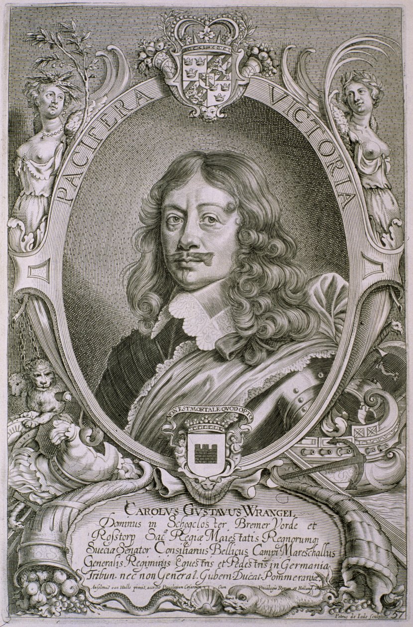 Karl Gustav Wrangel (1603-73) från "Portraits des Hommes Illustres", graverad av Petrus de Iode, publicerad 1706. av Anselmus van Hulle