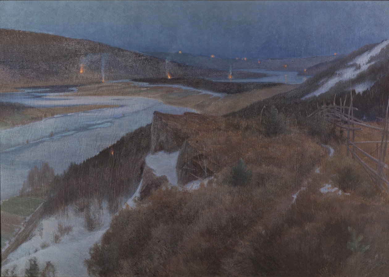 Walpurgis Night in Bergslagen, Grangärde in Dalarna, 1896 av Anshelm Leonard Schultzberg