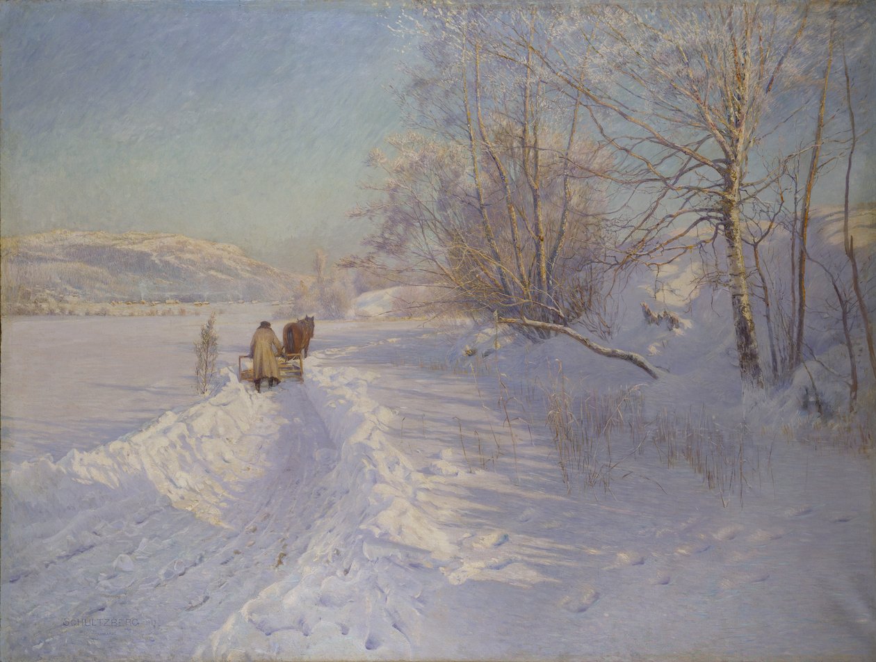 En vintermorgon efter ett snöfall i Dalarna av Anshelm Schultzberg