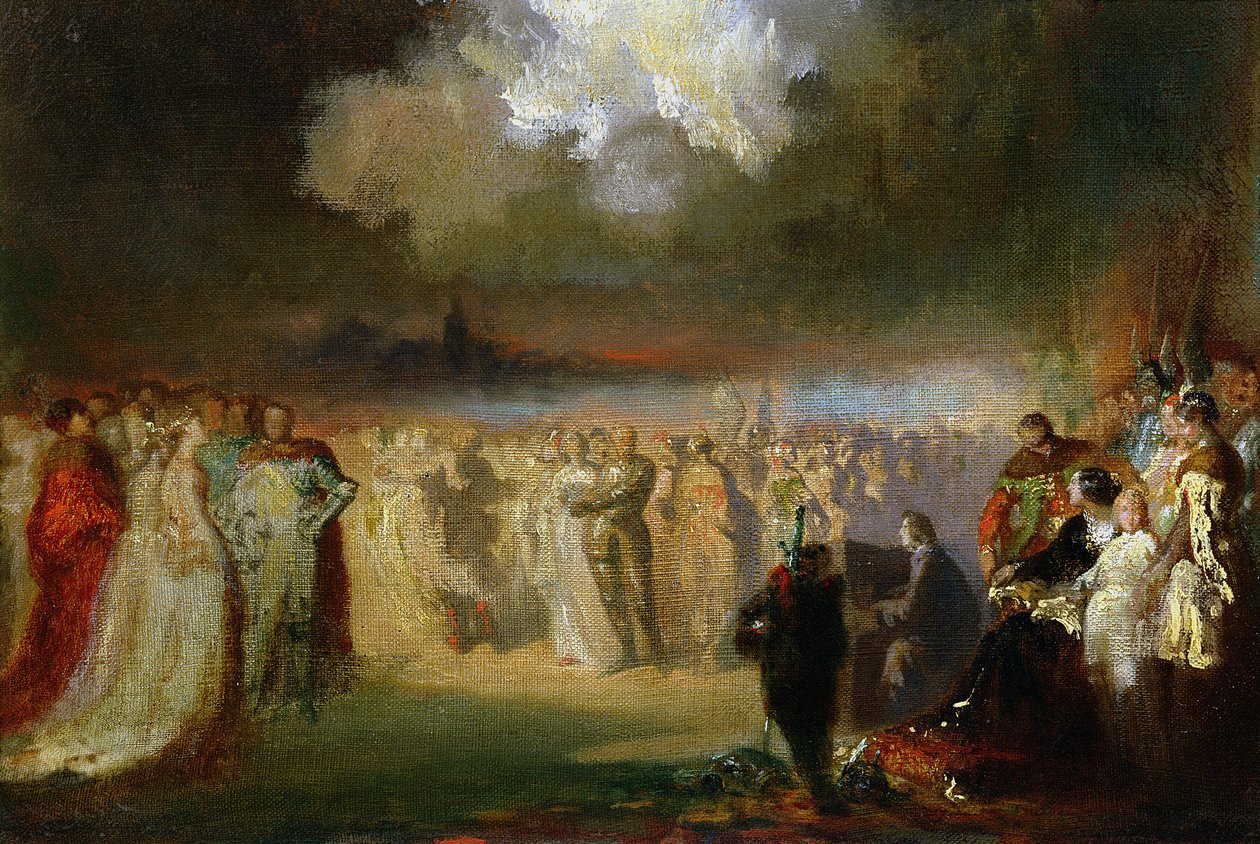 Frederic Chopin (1810-49) under konsert på Hotel Lambert, Paris, 1840 av Antar Teofil Kwiatowski