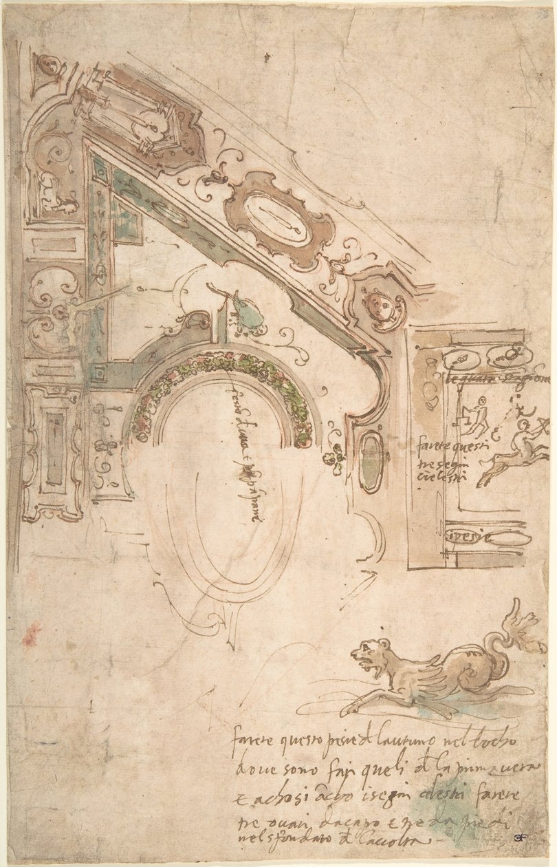 Kvartalsplan för ett tak med tak, ca. 1561. av Antenore Ridolfi