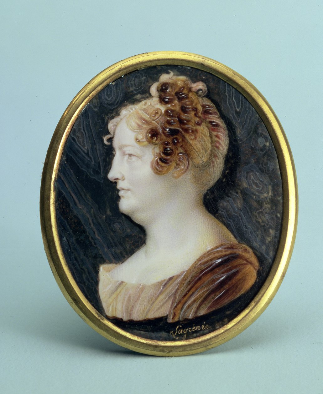 Porträtt av Maria Alekseevna Naryshkina (1762-1822), s. 1817-25 (sol och guahe på elfenben) av Anthelme Francois Lagrenee