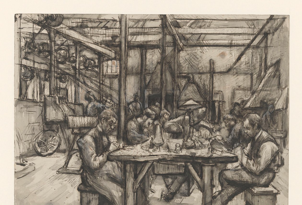 Verkstad i silverfabriken i Begeer av Anthon Gerhard Alexander van Rappard