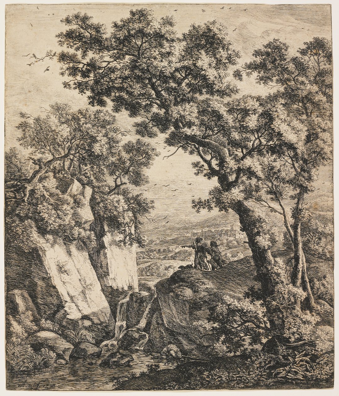 Landskap med Tobias och ängeln, ca. 1660 av Anthonie Waterloo