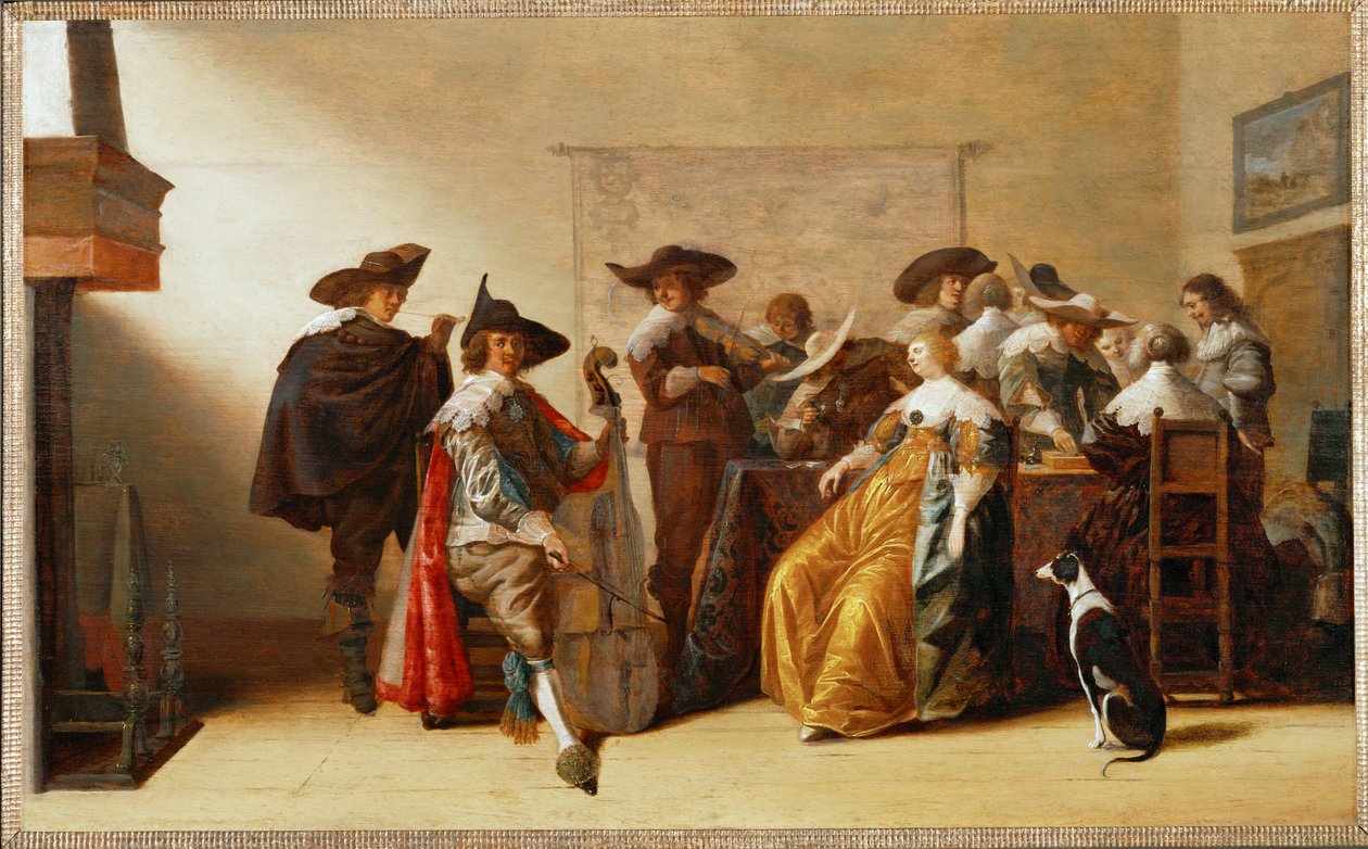 Samhällsscen (målning på ekved) av Anthonie (1601-73) Palamedesz