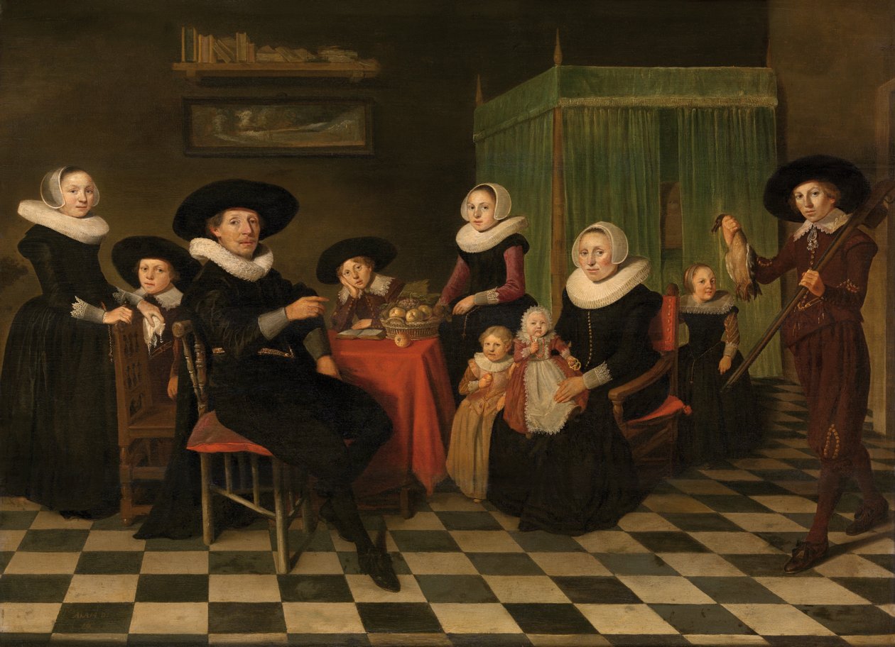 Porträtt av en familj (olja på duk) av Anthonie (1601 73) Palamedesz