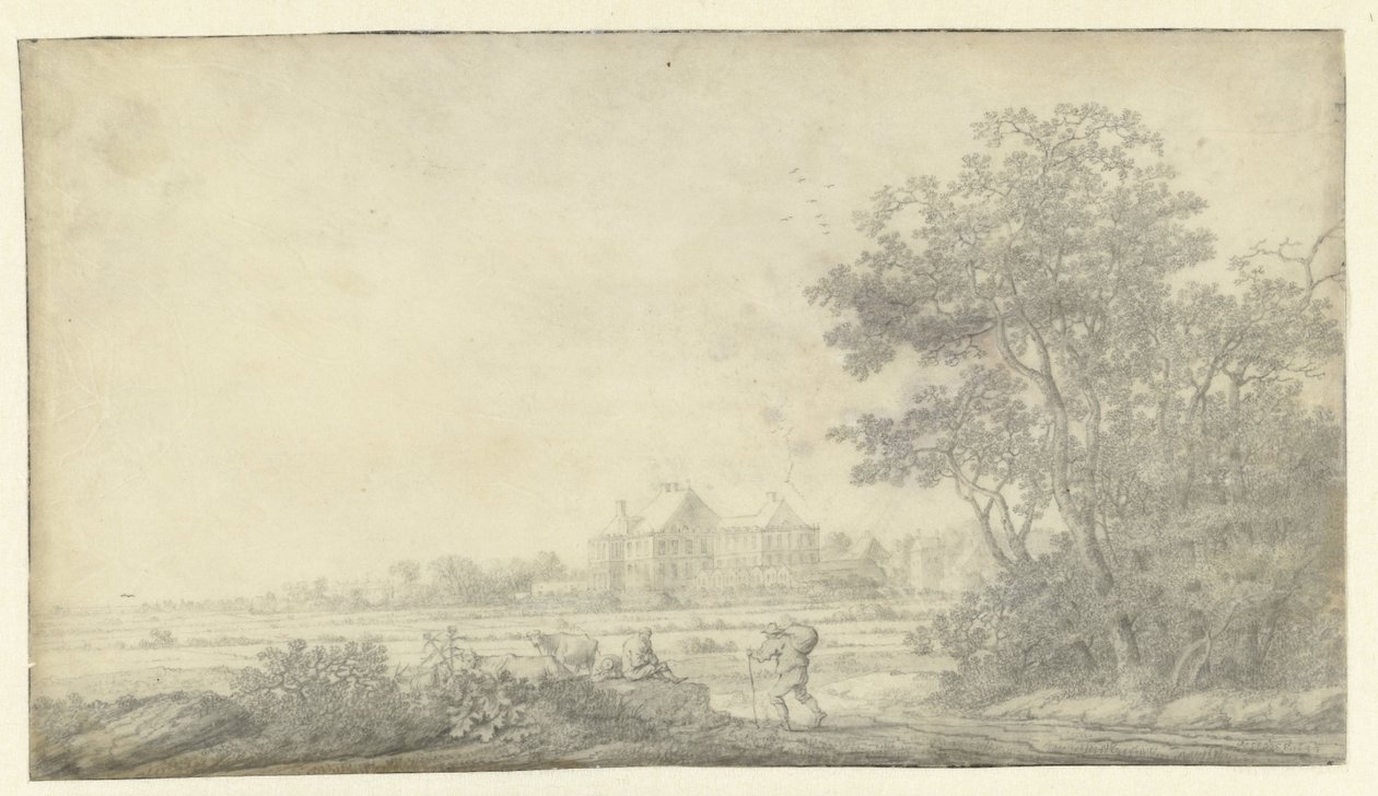 Vy över Huis ter Nieuburch, Rijswijk, sett från öst av Anthonie Jansz. van der Croos
