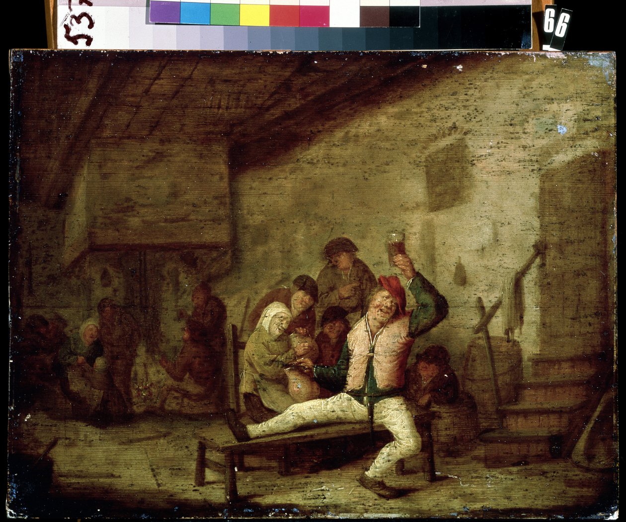 In a tavern (I krogen). Målning av Anthonie Victorijns (?-1655). Olja på trä av Anthonie Victorijns