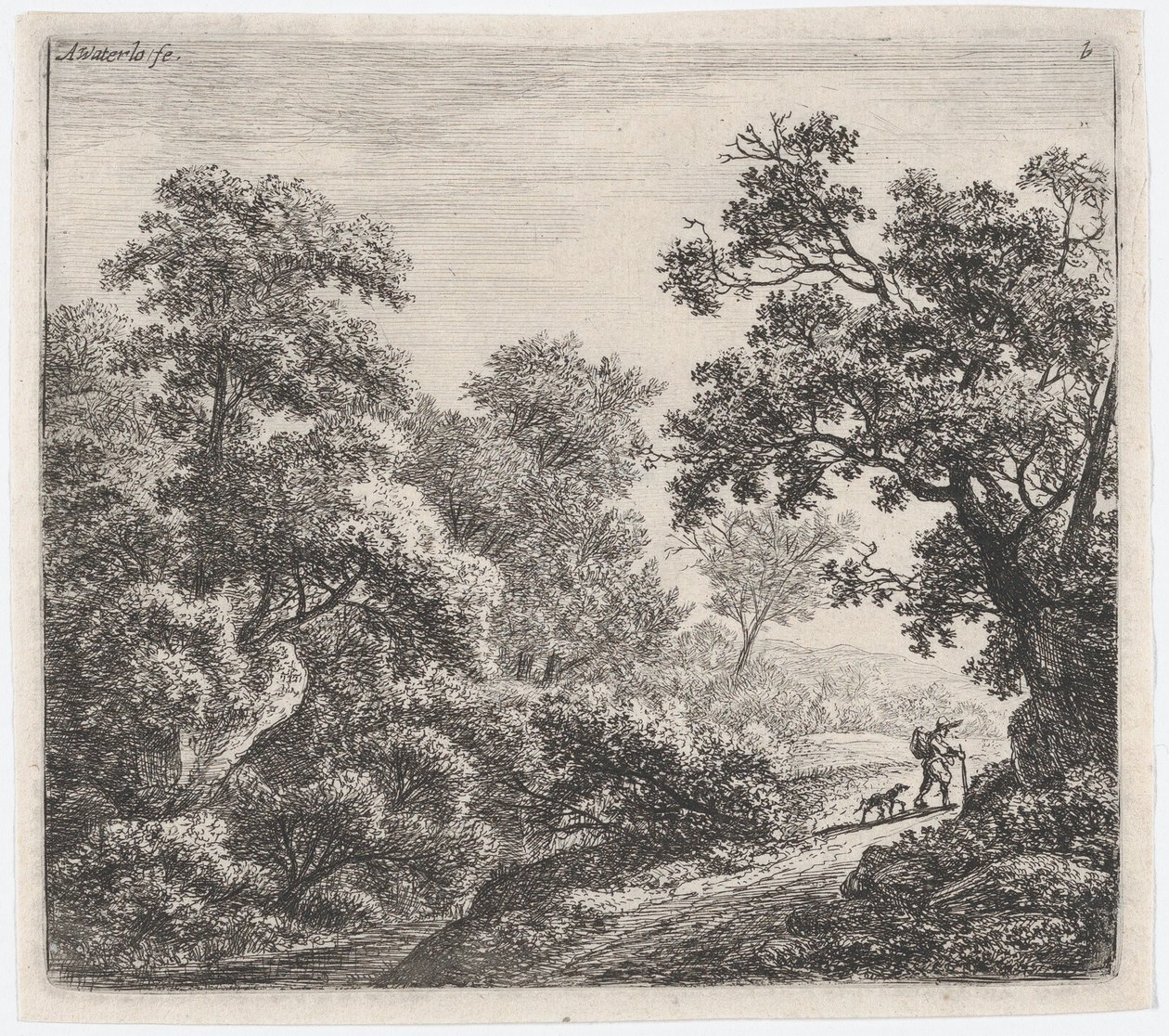 En resenär och hans hund Le Voyageur et son Chien, 1600-talet. av Anthonie Waterloo
