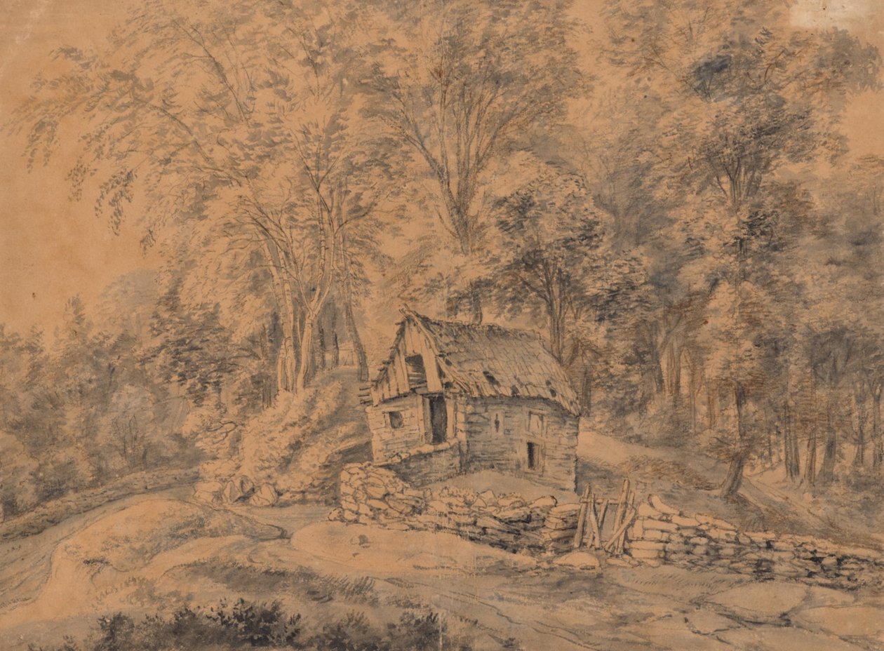 En hydda i skogen av Anthonie Waterloo