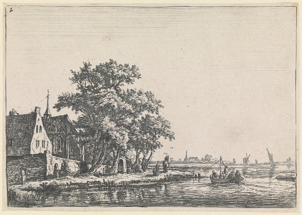 Kyrkogård vid vattnet (nr 2 ur en serie på 12 tryck) av Anthonie Waterloo