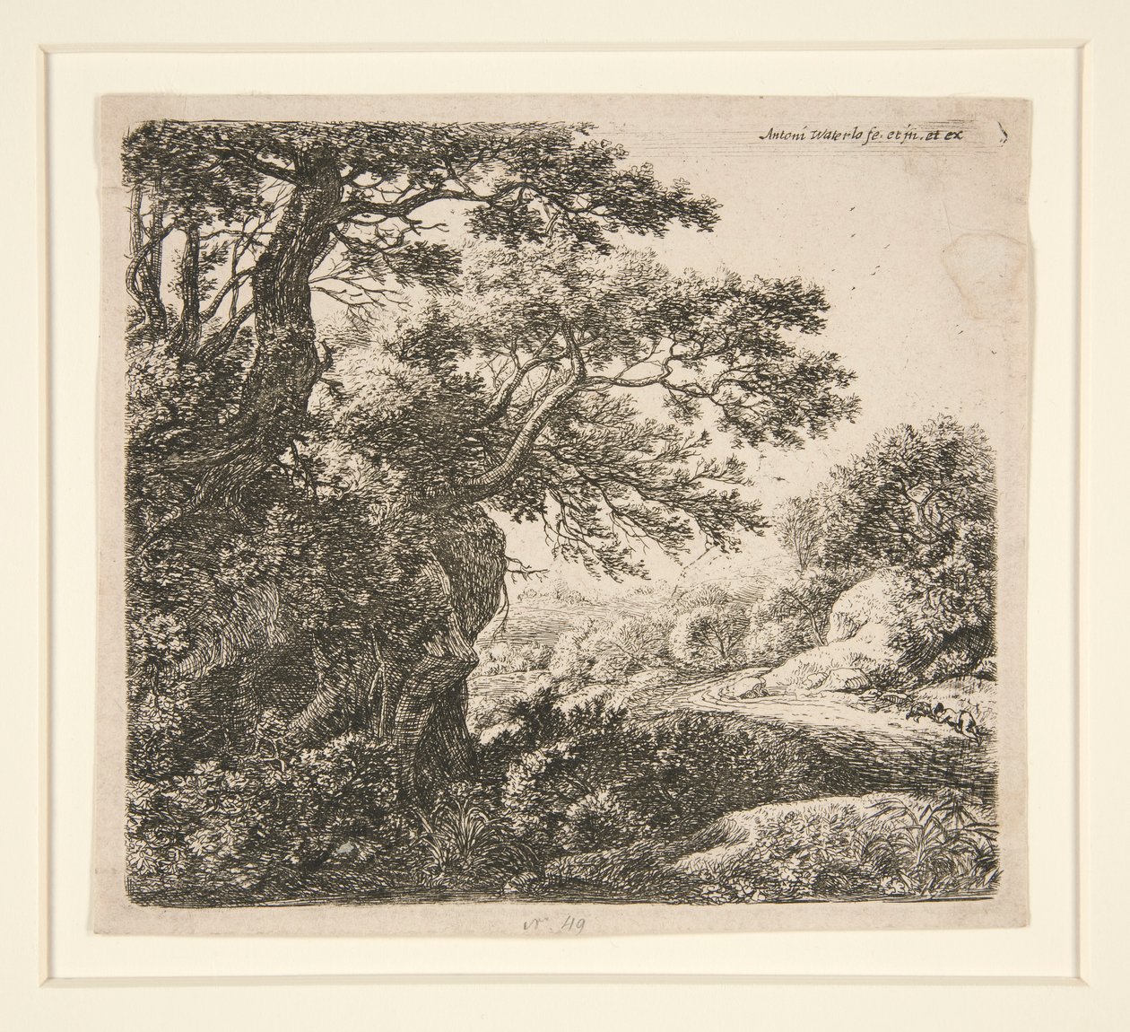 Man Sleeping Beside the Road, från en uppsättning av 6 etsningar, B. 47-52 av Anthonie Waterloo