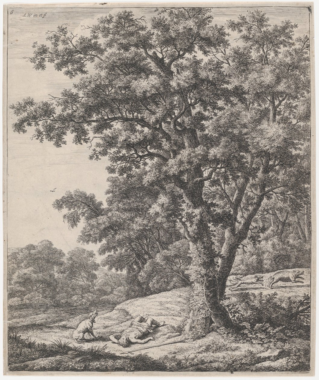 Adonis död, 1600-talet. av Anthonie Waterloo